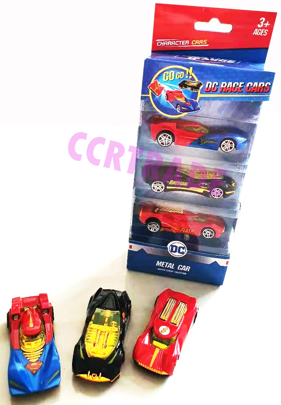 เซ็ตรถเหล็กฮีโร่ DC 3 ชิ้นกล่อง 9.5x24 ซม.(ลิขสิทธิ์แท้)(1x3)