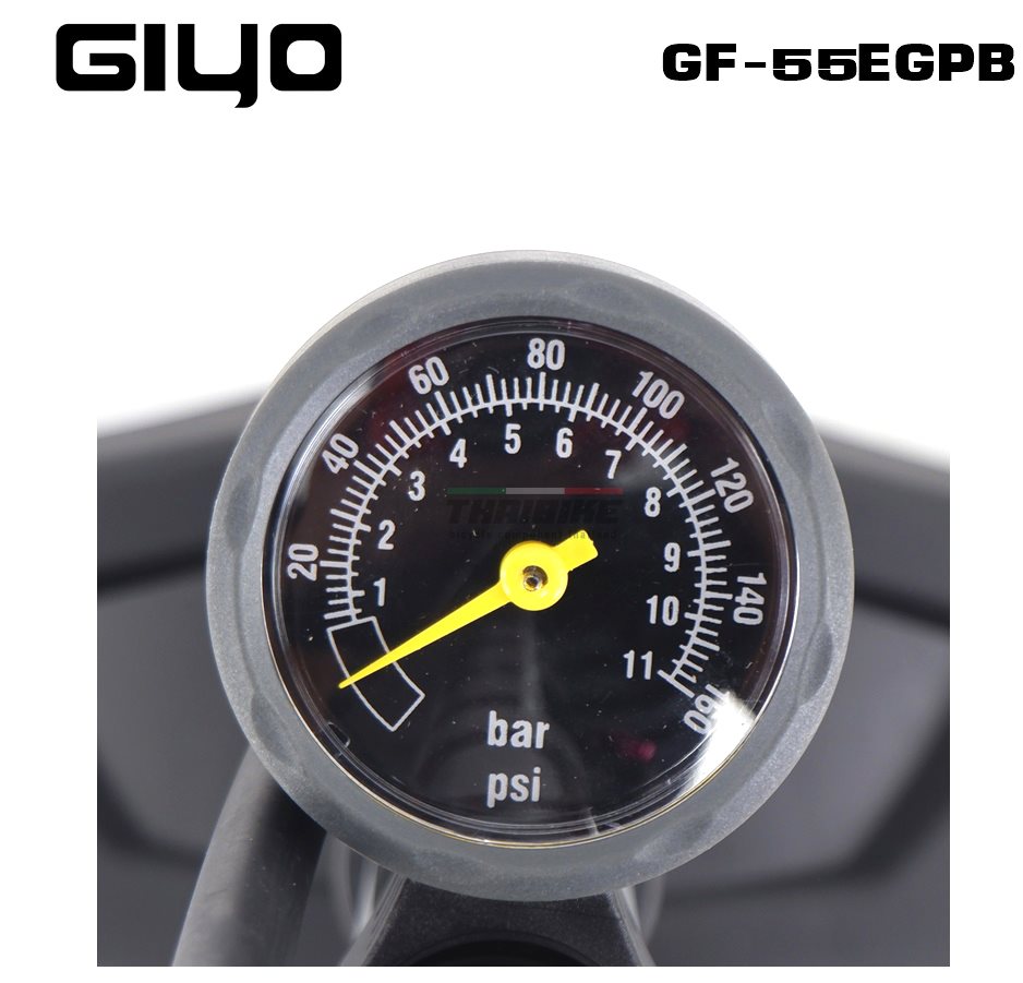 สูบจักรยานแบบตั้งพื้น GIYO GF-55EGPB มีเกจ์วัด 160 PSI