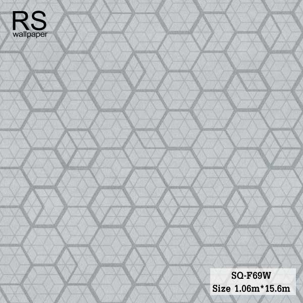 วอลเปเปอร์ สไตล์โมเดิร์น ลายหกเหลี่ยม สีเทา SQ-F69W