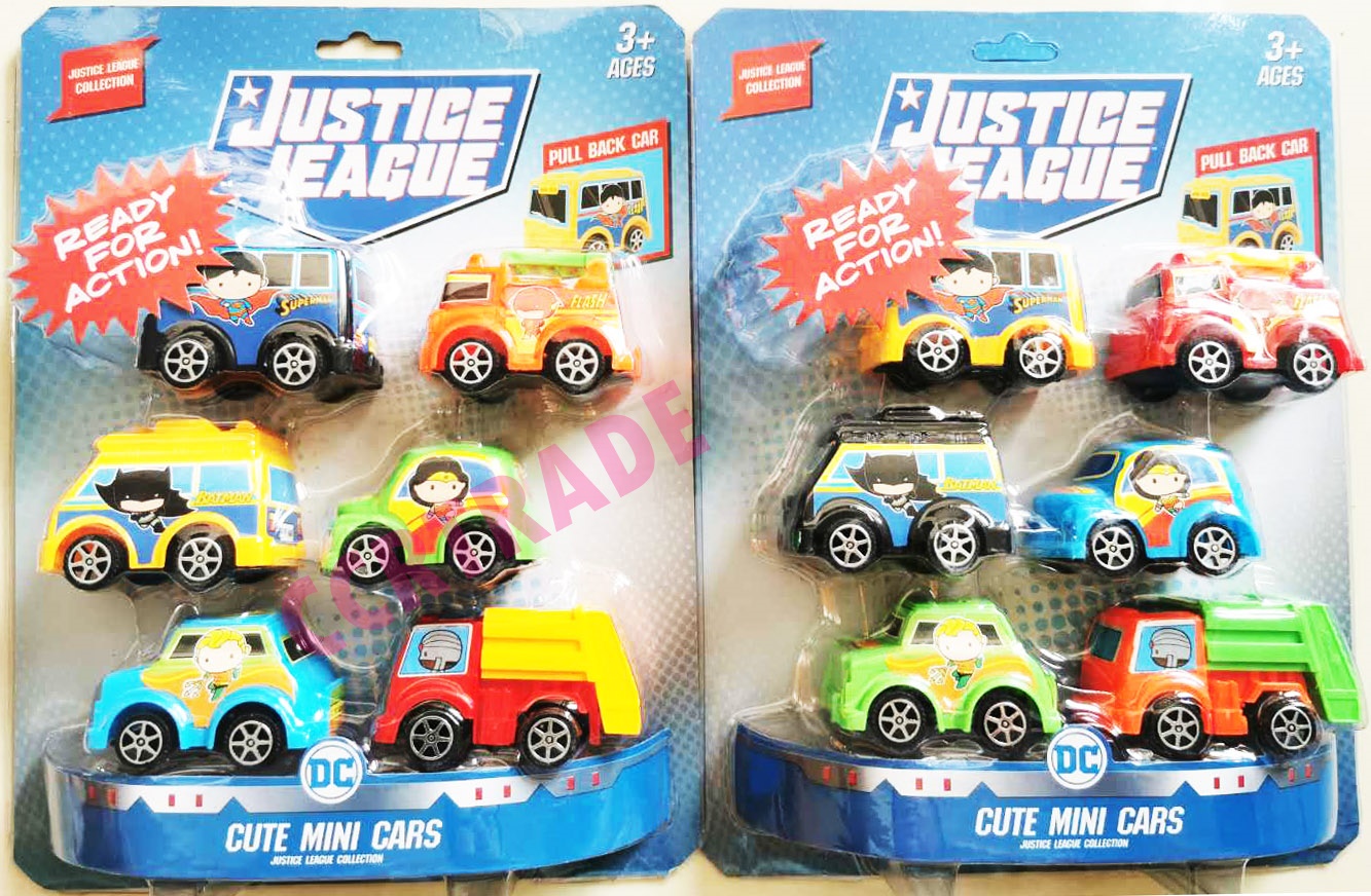 รถการ์ตูนฮีโร่ DC 6 คัน มีลานแผงครอบ 23.5x30 ซม.(ลิขสิทธิ์แท้)(1x3)