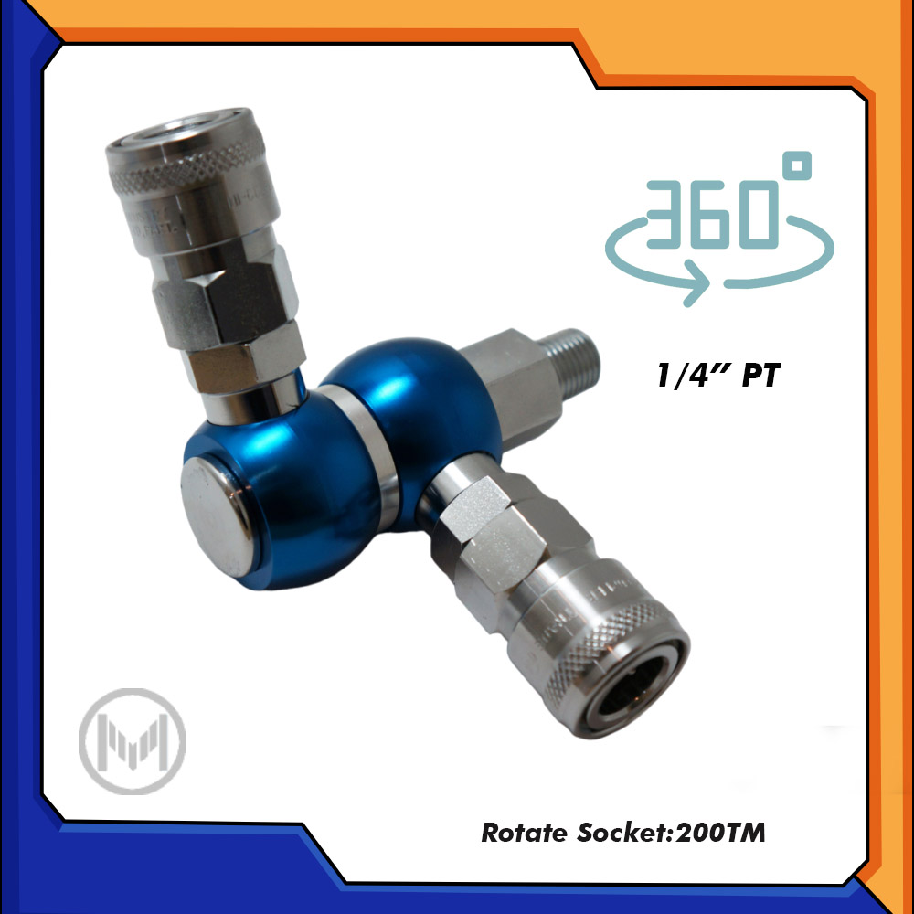 ข้อต่อลม ข้อต่อสวมเร็ว 2ทาง แบบหมุนได้ รุ่น 200TM (เกลียวนอก 1/4")