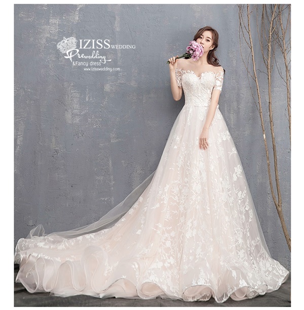 BR366 **พรีออเดอร์**ชุดแต่งงาน&ชุดเจ้าสาวแนวเรียบหรู สีขาวเกรดพรีเมี่ยม น่ารัก สวยโดดเด่นไม่ซ้ำใคร