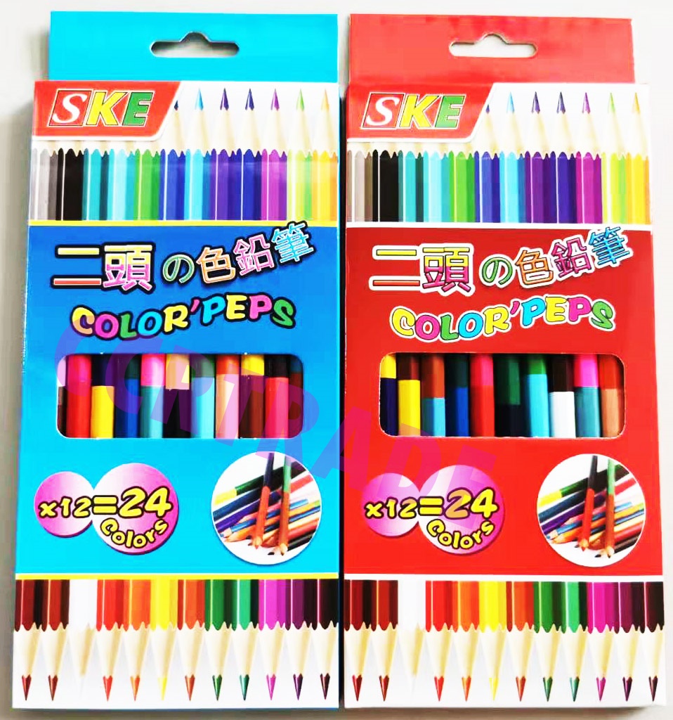 สีไม้แท่งยาว 24 สีกล่องสีสด 20 ซม.