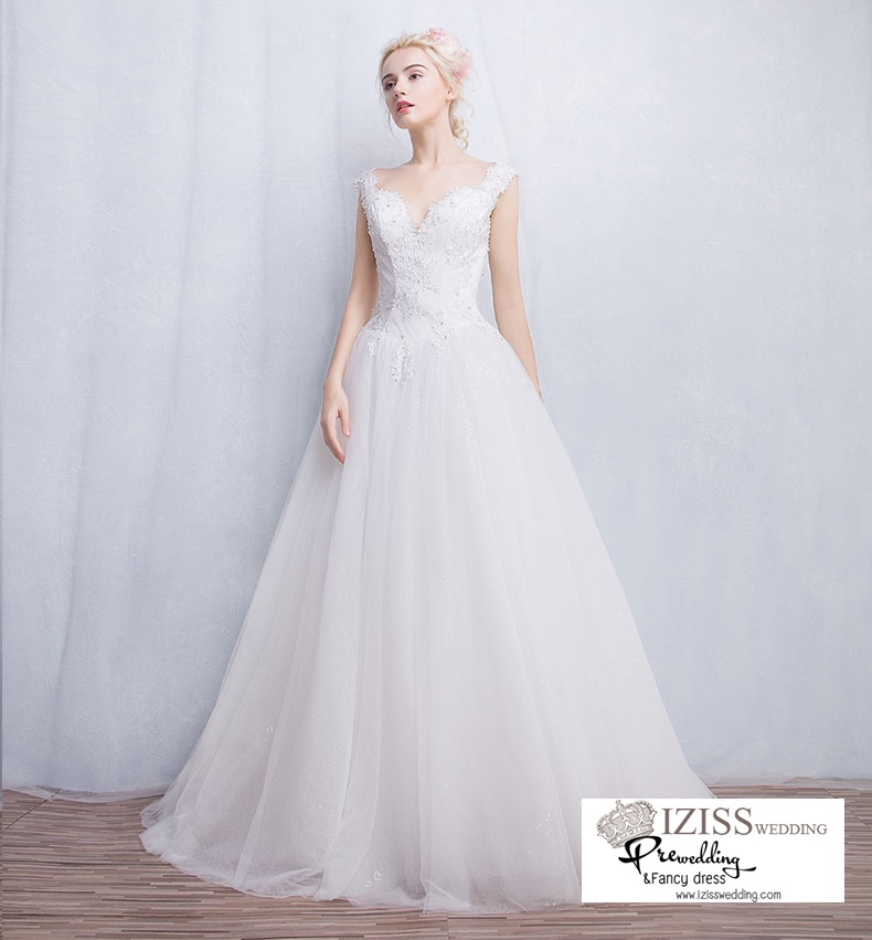 ฺBR106 **พรีออเดอร์**ชุดแต่งงาน&ชุดเจ้าสาวแบบยาวสีขาวเกรดพรีเมี่ยม เปิดไหล่ มีแขน หรูหราน่ารัก สวยโดดเด่นไม่ซ้ำใคร