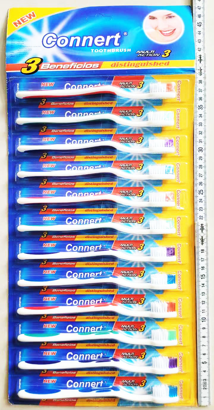 แปรงสีฟันแผงฉีกสีสด 12 ชิ้นแผง 48 ซม.