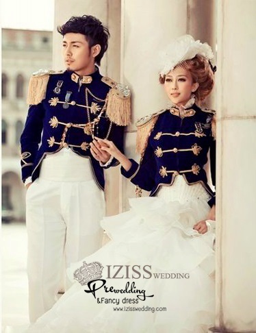 PW058 - **พร้อมส่งทั้งเซ็ท** ชุดคู่ถ่ายพรีเวดดิ้ง (prewedding dress) & ชุดแต่งงานแฟนซี (Fancy wedding dress)ชายหญิง "ธีมเจ้าหญิง-เจ้าชาย"