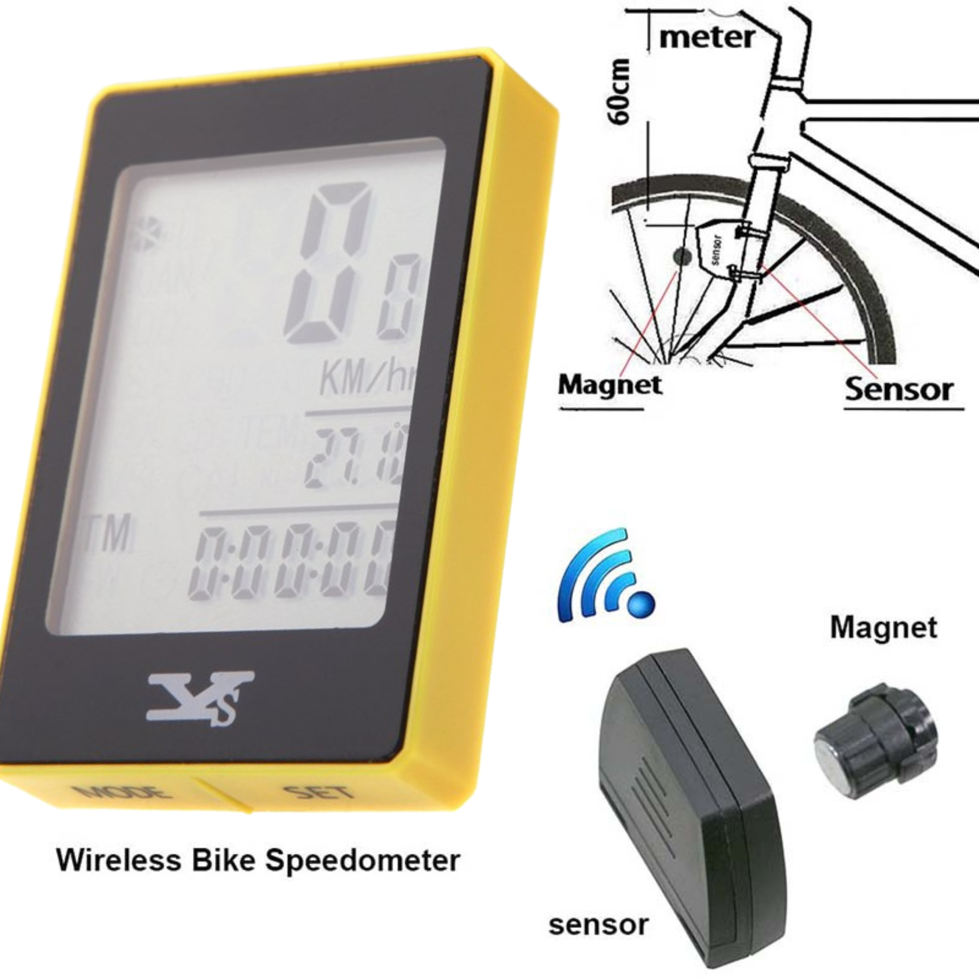 ไมล์ไร้สาย ไมล์จักรยาน YS มีไฟ เปิดไฟค้างได้