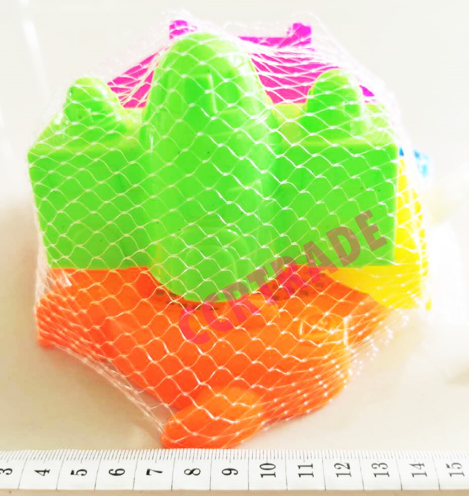 ถาดโลมาเล่นทราย 5 ชิ้น ถุงตาข่าย 16.5 ซม.