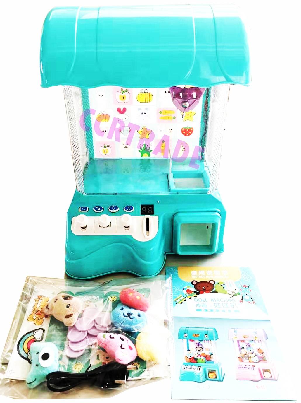 ตู้คีบตุ๊กตามีเสียง มีไฟ ชาร์ทไฟบ้านได้กล่องจัมโบ้ 30x40 ซม.