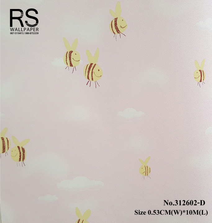 วอลเปเปอร์ ล้างสต๊อกผึ้งน้อย สีชมพู 312602-D