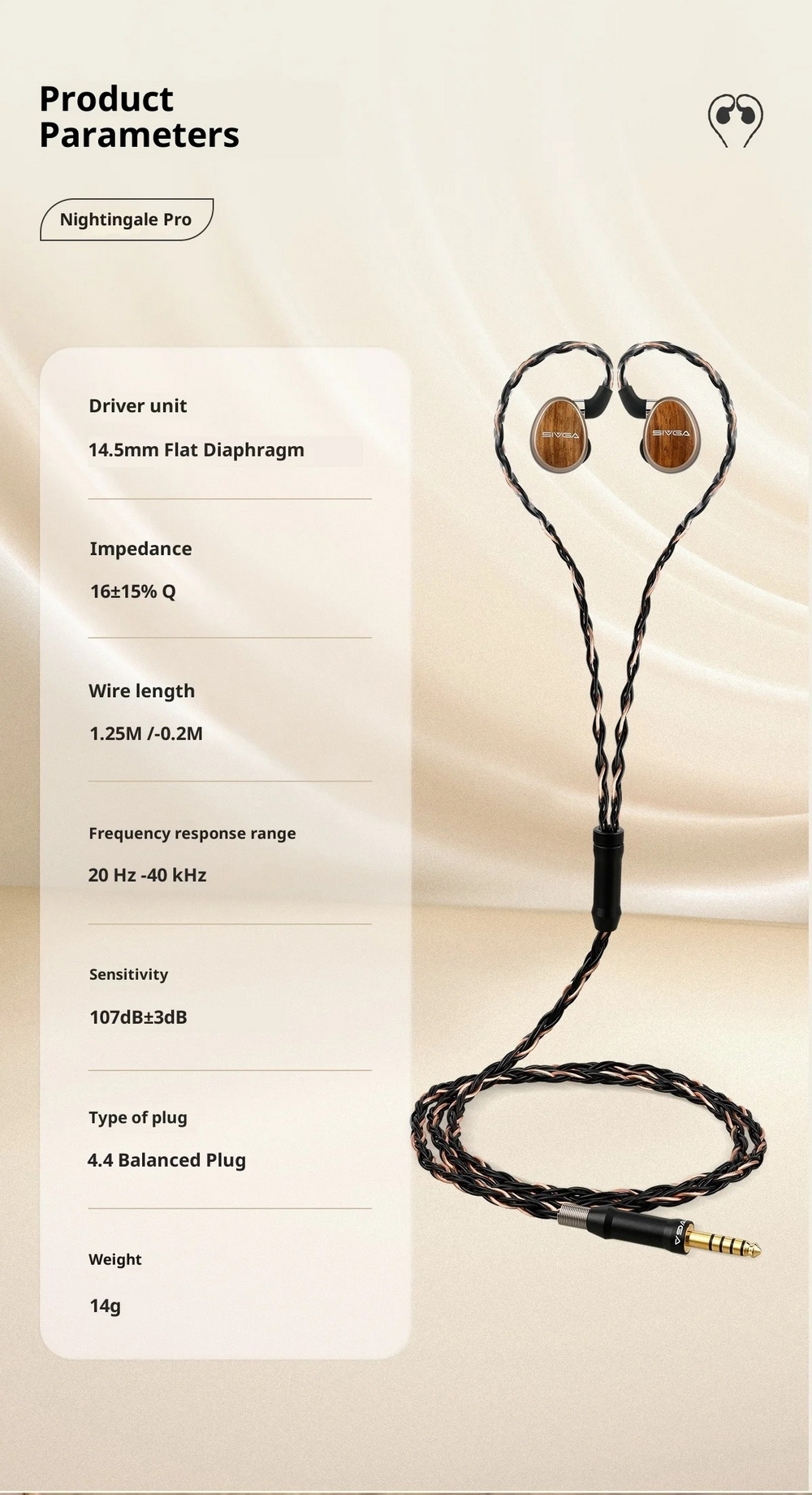 Sivga Nightingale Pro หูฟัง IEMs ไดรเวอร์ Planar บอดี้โลหะผสม แผ่นปิดหลังไม้ zebra ประกันศูนย์ไทย