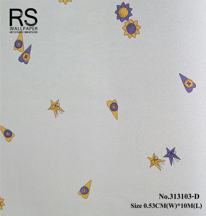 วอลเปเปอร์ ล้างสต๊อก ลายดอกทานตะวัน พื้นสีฟ้า 313103-D