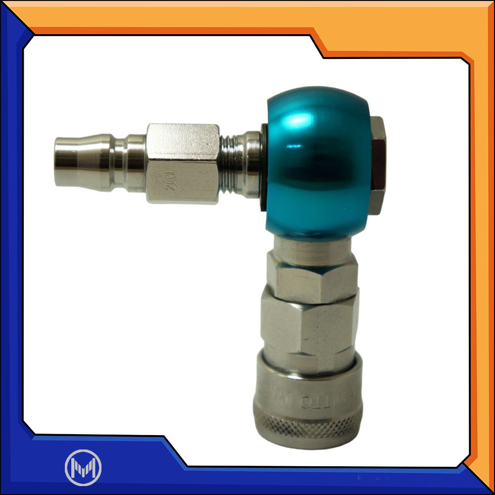 ข้อต่อลม คอปเปอร์ลมงอ 90องศา พร้อมตัวหมุนได้ (Blue)