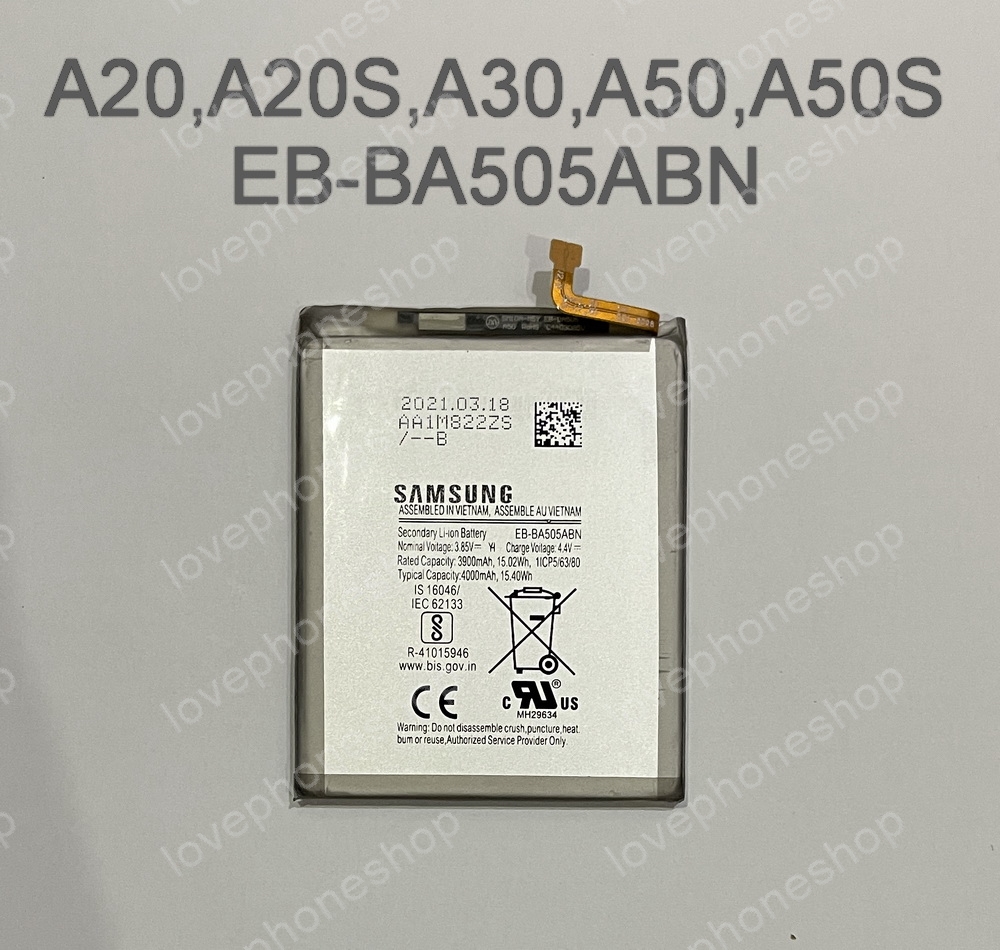 แบตเตอรี่ แท้ Samsung Galaxy A20,A20S,A30,A50,A50S (A205,A305,A505) EB-BA505ABN / 3900mAh (ส่งฟรี)