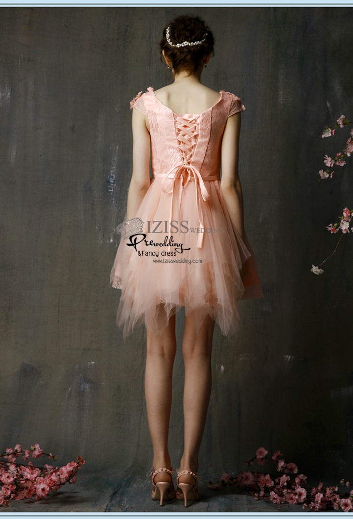 ฺBM0109 - พรีออเดอร์ ชุดเพื่อนเจ้าสาวราตรีสั้นสีครีมและสีโอโรส สวยมากๆค่ะ