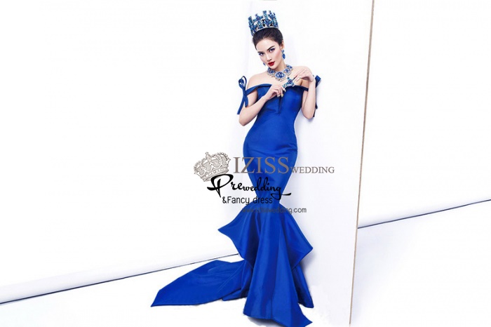 PW277- **พรีออเดอร์** ชุดคู่ถ่ายพรีเวดดิ้ง (prewedding dress) & ชุดแต่งงานแฟนซี (Fancy wedding dress)ชายหญิง "ธีมสีน้ำเงิน"