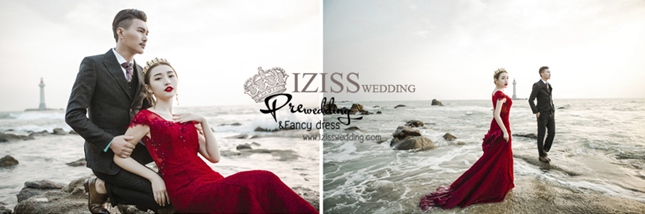 PW362 - **พร้อมส่งเฉพาะชุดผญ.ค่ะ** ชุดคู่ถ่ายพรีเวดดิ้ง (prewedding dress) & ชุดแต่งงานแฟนซี (Fancy wedding dress)ชายหญิง "ธีมสีแดง-ดำ"