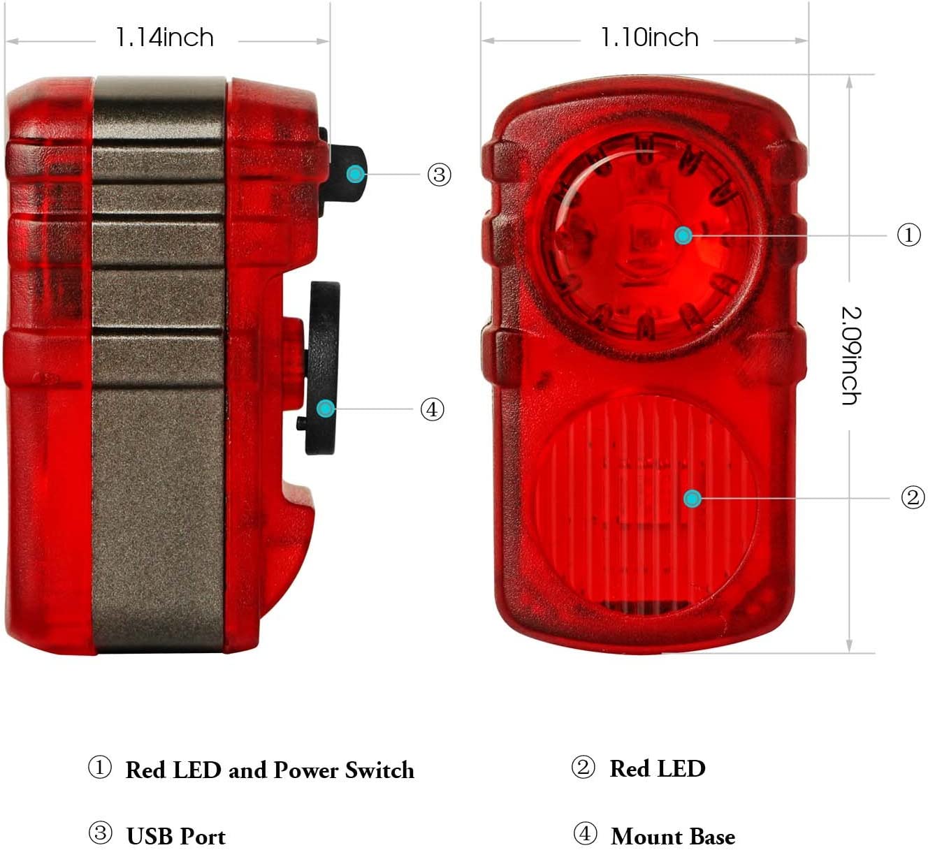 ไฟท้ายจักรยานเสือหมอบ เสือภูเขาแบบชาร์จ USB NQY รุ่น AQY-099