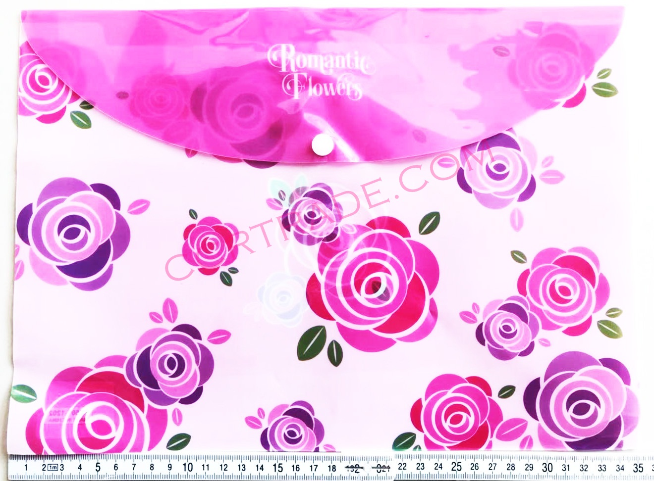 แฟ้มกระดุมลายดอกไม้(ซองใหญ่) 26x36 ซม.