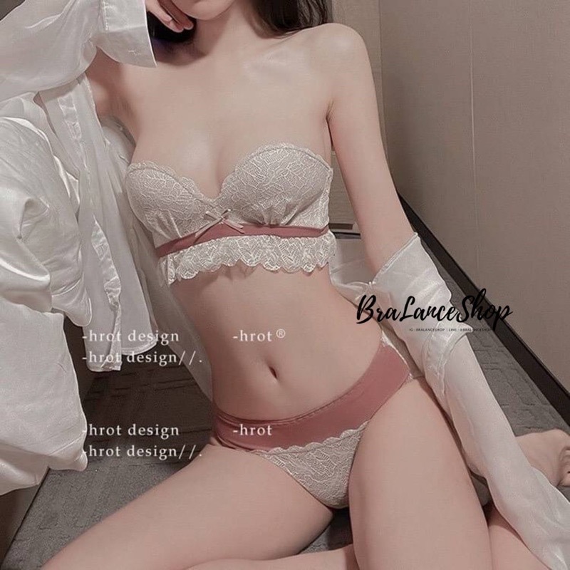 BLS✿1321 Setบรา+กกน. ชุดชั้นในลูกไม้ สไตล์เกาะอก