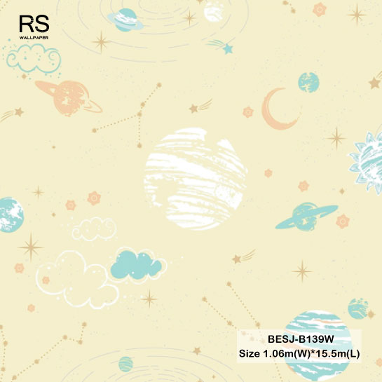 วอลเปเปอร์การ์ตูนห้องเด็ก ลายดาวดาวกาแล็คซี่ BESJ-B139W