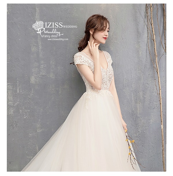 BR369 **พรีออเดอร์**ชุดแต่งงาน&ชุดเจ้าสาวแนวเรียบหรู สีขาวเกรดพรีเมี่ยม น่ารัก สวยโดดเด่นไม่ซ้ำใคร