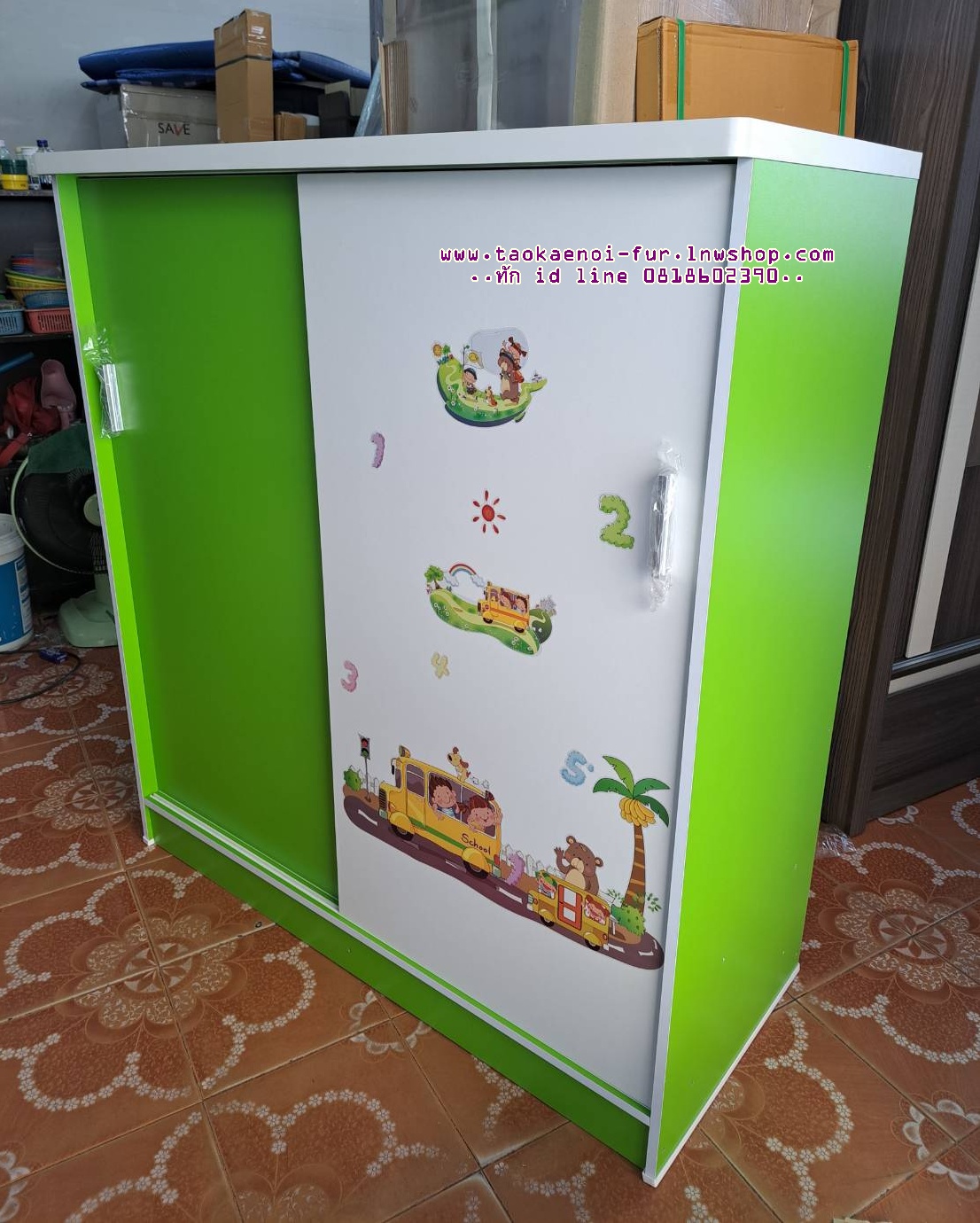 WC-120BM ตู้เสื้อผ้าเด็กบานเลื่อน 120 ซม.