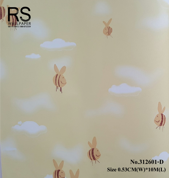 วอลเปเปอร์ ล้างสต๊อกผึ้งน้อย สีส้ม สีเหลือง 312601-D