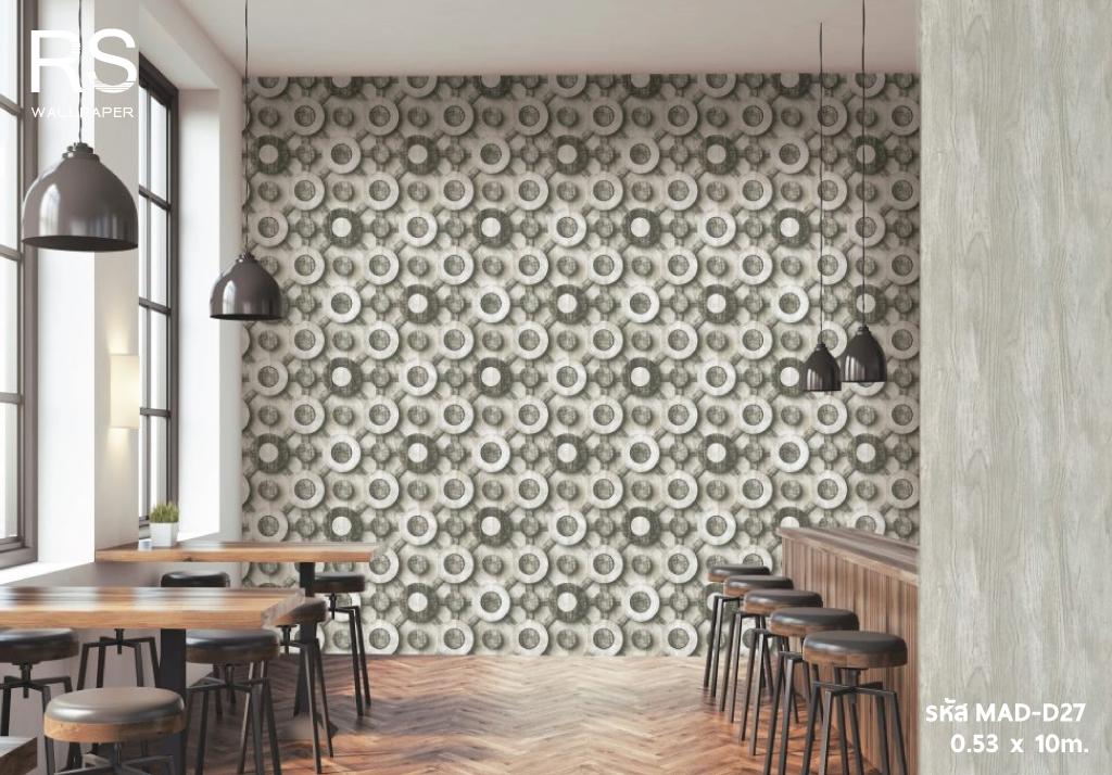 วอลเปเปอร์ลายไม้ทรงเรขา สีเทา (Rustic Style)MAD-D27
