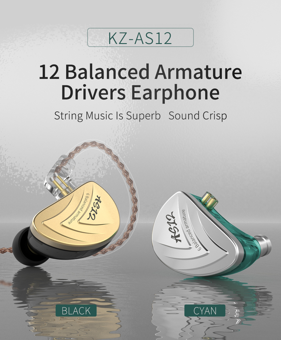 ขาย KZ AS12 สุดยอดหูฟัง Pure Balanced 6 ไดร์เวอร์ (6BA) ถอดสายได้
