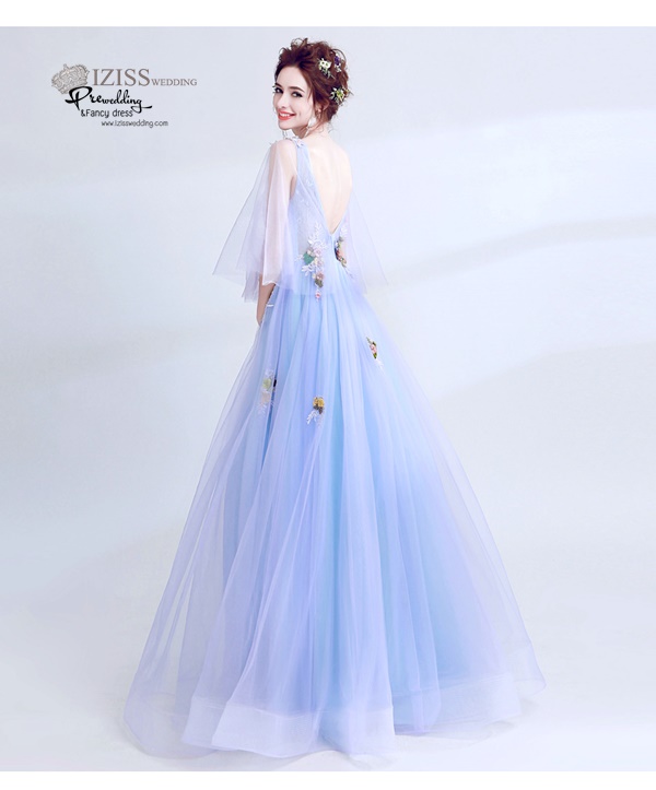 DL017 - **พรีออเดอร์** ชุดราตรี เดรสยาวออกงาน (short dresses) ชุดไปงานแต่งงานสวยๆ "ธีมสีฟ้า"