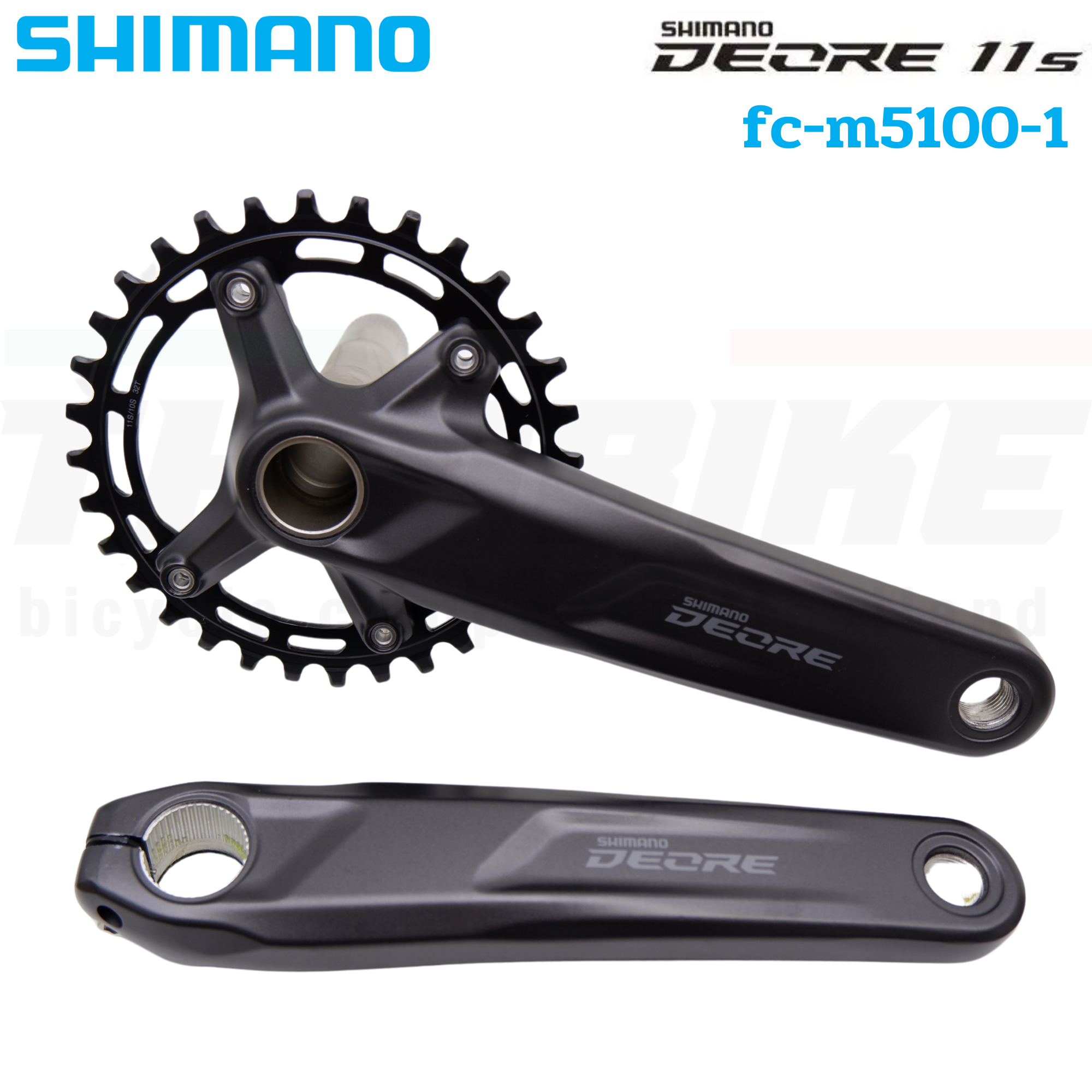 ชุดขาจานจักรยาน SHIMANO DEORE FCM5100-1 10/11S 32T 170MM, 175MM ไม่รวมกะโหลก มีกล่อง ประกันไทย