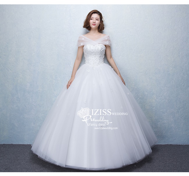 BR128 **พรีออเดอร์**ชุดแต่งงาน&ชุดเจ้าสาวแบบยาวสีขาวเกรดพรีเมี่ยม เปิดไหล่ มีแขน หรูหราน่ารัก สวยโดดเด่นไม่ซ้ำใคร