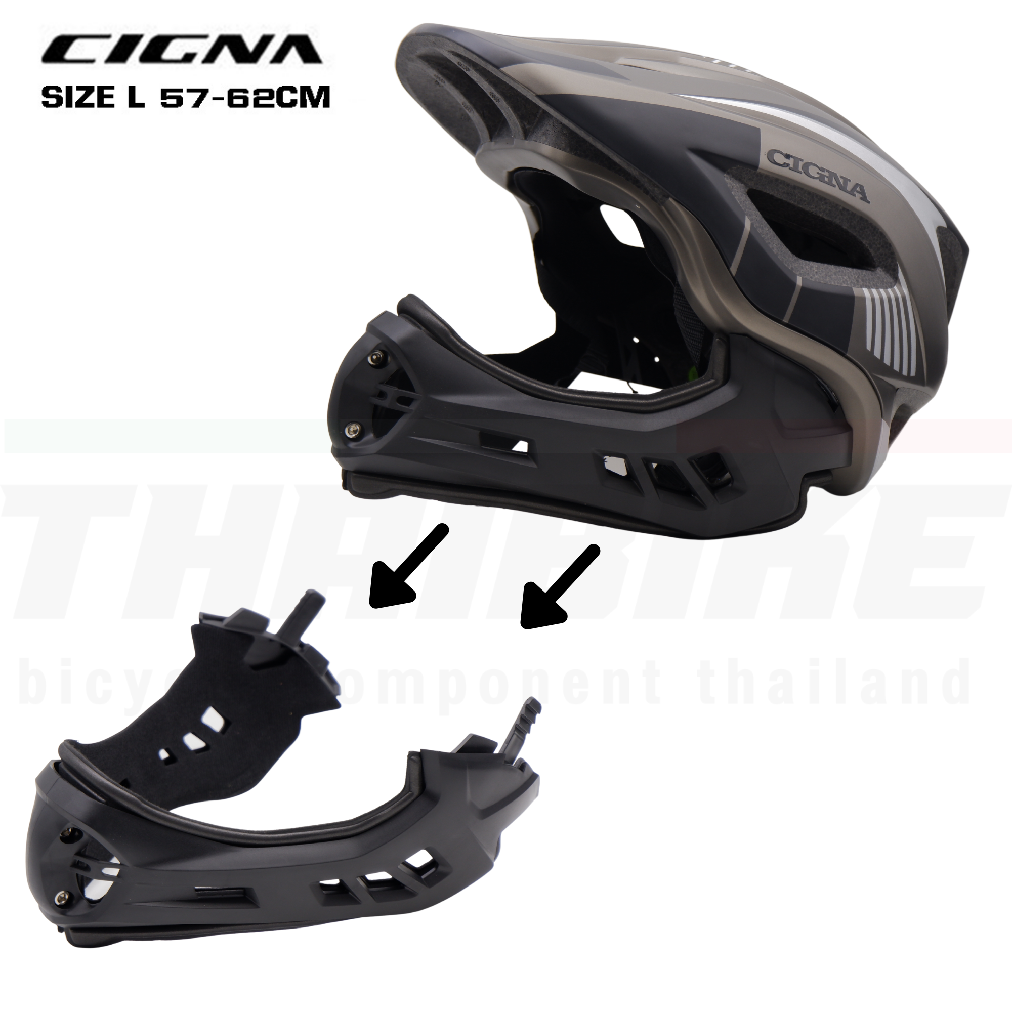 หมวกกันน็อคจักรยานแบบเต็มใบ หมวกผู้ใหญ่ THAIBIKE CIGNA มีกล่อง มีไฟ