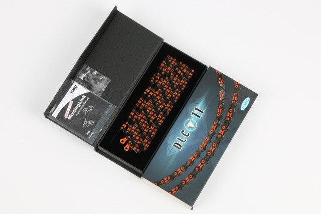 ของแท้ โซ่เพชร Kmc x11sl dlc, complete hollow super light chain, diamond chain color, 11 speed