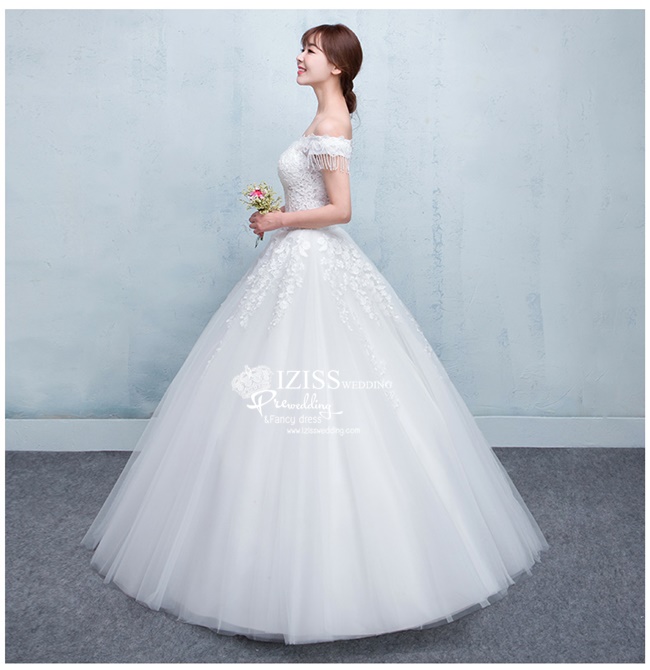 BR227 **พร้อมส่ง**ชุดแต่งงาน&ชุดเจ้าสาวแบบยาวสีขาวเกรดพรีเมี่ยม หรูหราน่ารัก สวยโดดเด่นไม่ซ้ำใคร สวยงามดุจเจ้าหญิง