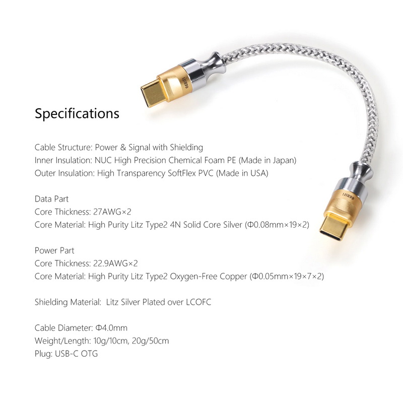 DD TC07S สายแปลง TypeC เป็น TypeC OTG สำหรับเครื่องเสียง