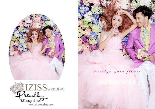 PW195 - Pre order ชุดคู่ถ่ายพรีเวดดิ้ง (prewedding dress) & ชุดแต่งงานแฟนซี (Fancy wedding dress)ชายหญิง "ธีมสีชมพู-ม่วง"