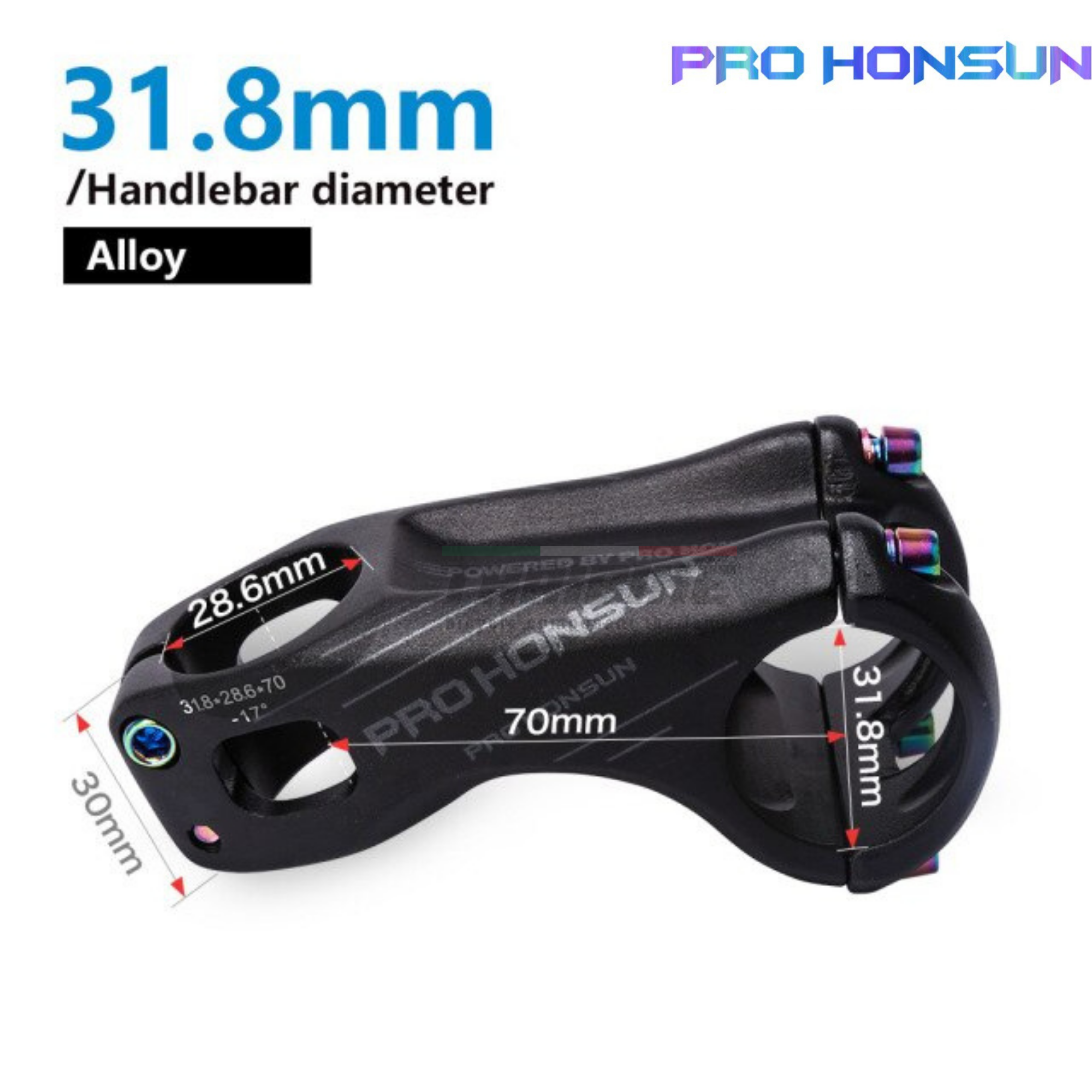 สเต็มจักรยานอลูมิเนียม HONSUN +-17 90MM 70MM PROHONSUN Ultralight