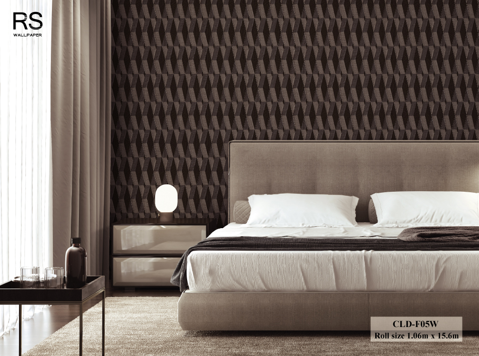 วอลเปเปอร์ สไตล์โมเดิร์นลายตาข่าย สีดำ-น้ำตาล CLD-F05W