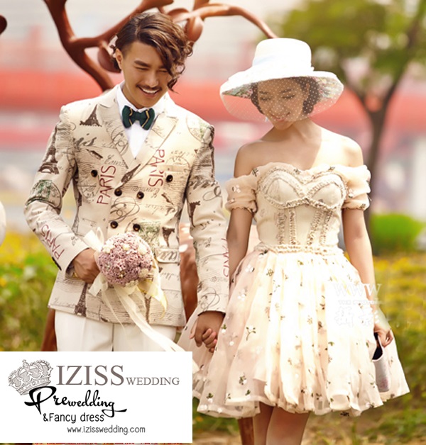PW230 - พรีออเดอร์ค่ะ ชุดคู่ถ่ายพรีเวดดิ้ง (prewedding dress) & ชุดแต่งงานแฟนซี (Fancy wedding dress)ชายหญิง "ธีมสีน้ำตาลวินเทจ"