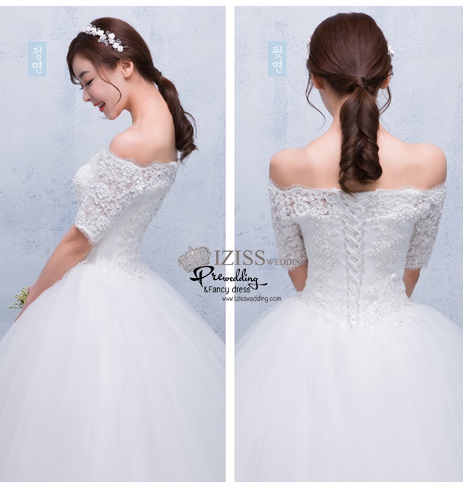 BR231 **พรีออเดอร์**ชุดแต่งงาน&ชุดเจ้าสาวแบบหางปลายาวสีขาวเกรดพรีเมี่ยม เปิดไหล่ มีแขน หรูหราน่ารัก สวยโดดเด่นไม่ซ้ำใคร