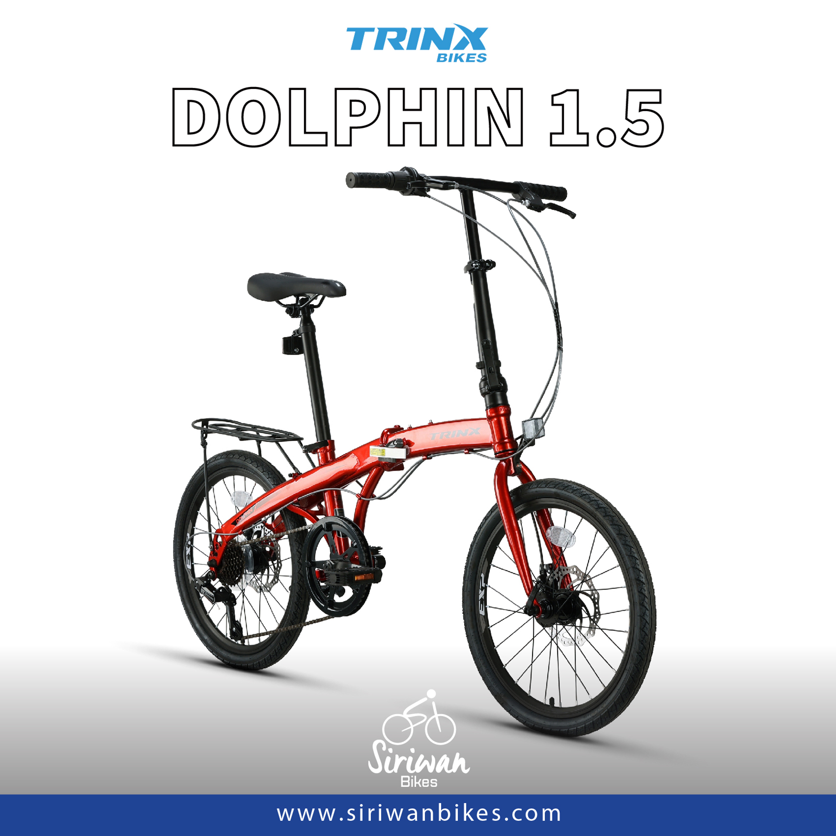 TRINX : DOLPHIN 1.5 จักรยานพับ 20" 7 สปีด ดิสเบรค พร้อมตะแกรงท้าย
