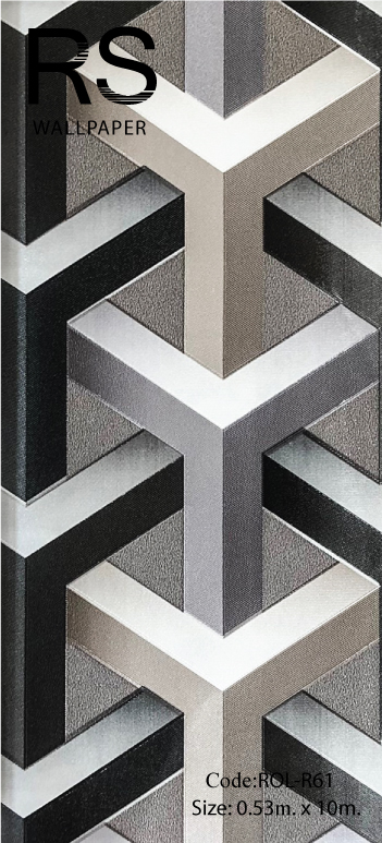 วอลเปเปอร์ลายโครงสร้างกราฟฟิคโทนสีดำ สีเทา และน้ำตาล ROL-R61