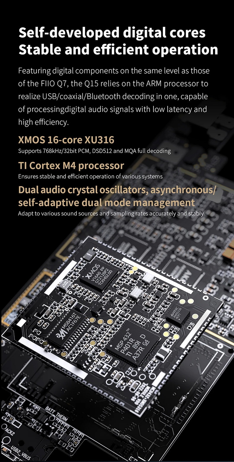 FiiO Q15 DAC/AMP พกพา ชิป DACคู่ จอ IPS รองรับ MQA, PCM 32bit/768kHz, DSD512 ประกันศูนย์ไทย