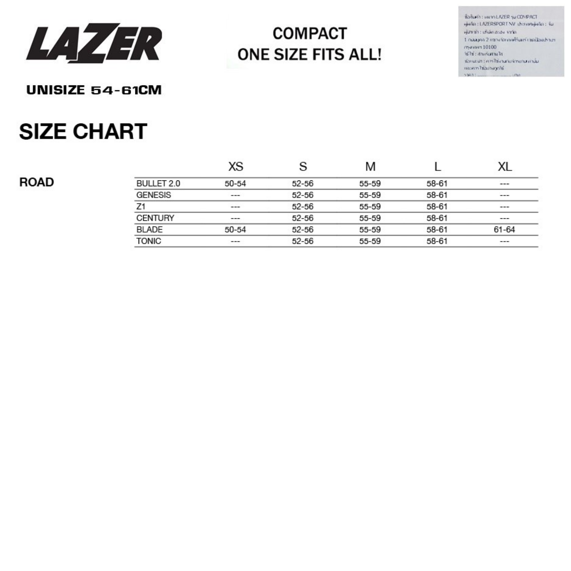 หมวกกันน็อคจักรยาน LAZER COMPACT AF อาเซี่ยนฟิต ของแท้ หมวกจักรยาน