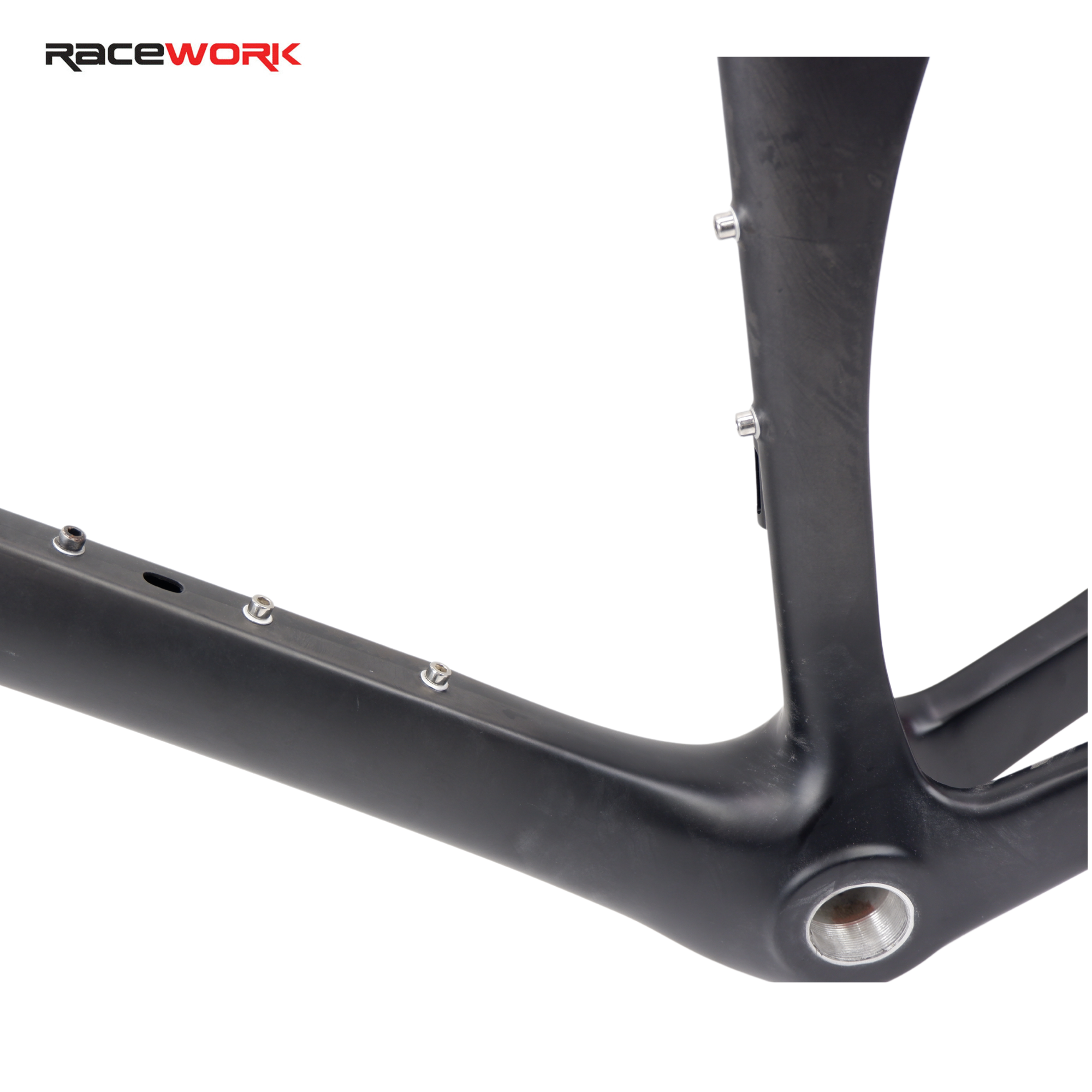 คาร์บอนแท้ เฟรมจักรยานเสือหมอบคาร์บอน RACEWORK สีดำ มีขนาด 44 47 49 51 แถมฟรี ตะเกียบ หลักอาน ถ้วยคอ สตาร์นัท