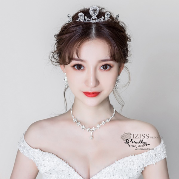 AC007 **พรีออเดอร์**เทียร่า มงกุฎเพชร ต่างหู สร้อยคอเจ้าสาว ชุดเครื่องประดับเจ้าสาวสวยหรูดุจเจ้าหญิง