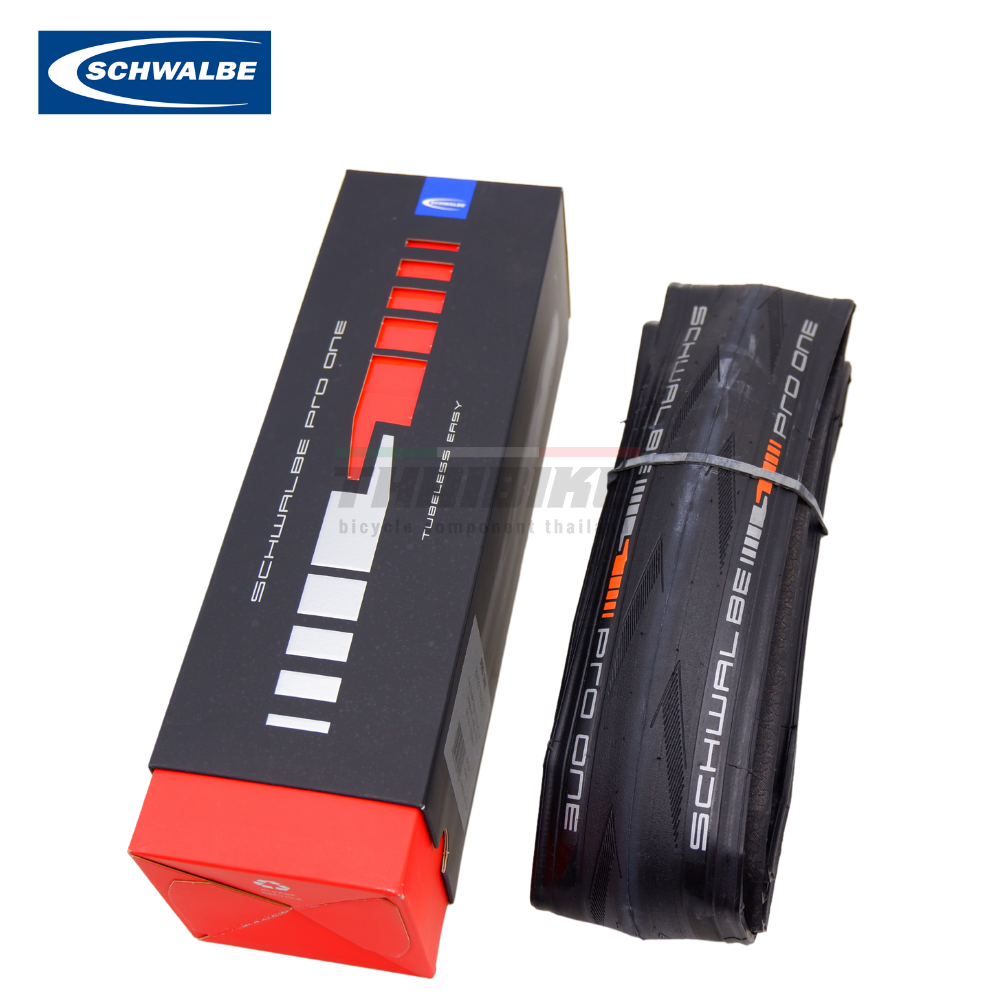 ยางนอกจักรยานเสือหมอบ Schwalbe Pro One Tubeless สีดำ สีคลาสสิค 700X25 700X28