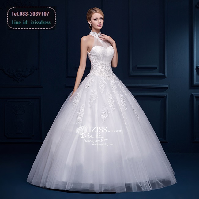 BR168 **พรีออเดอร์**ชุดแต่งงาน&ชุดเจ้าสาวเกาะอกแบบยาวสีขาวเกรดพรีเมี่ยม ดีเทลช่วงคอตัดต่อลูกไม้ผสมเลื่อมซีทรูด้วย้าตาข่ายโปร่งช่วงเนินอก เข้ารูปช่วงเอวให้ผอมเพรียว เรียบหรูน่ารัก สวยโดดเด่นไม่ซ้ำใคร